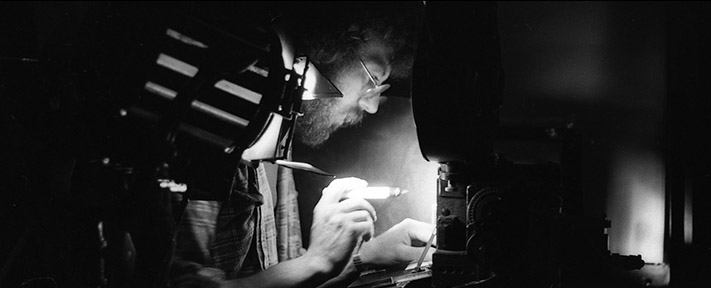 Dennis Lowe preparing rotoscoping for Spaceworks